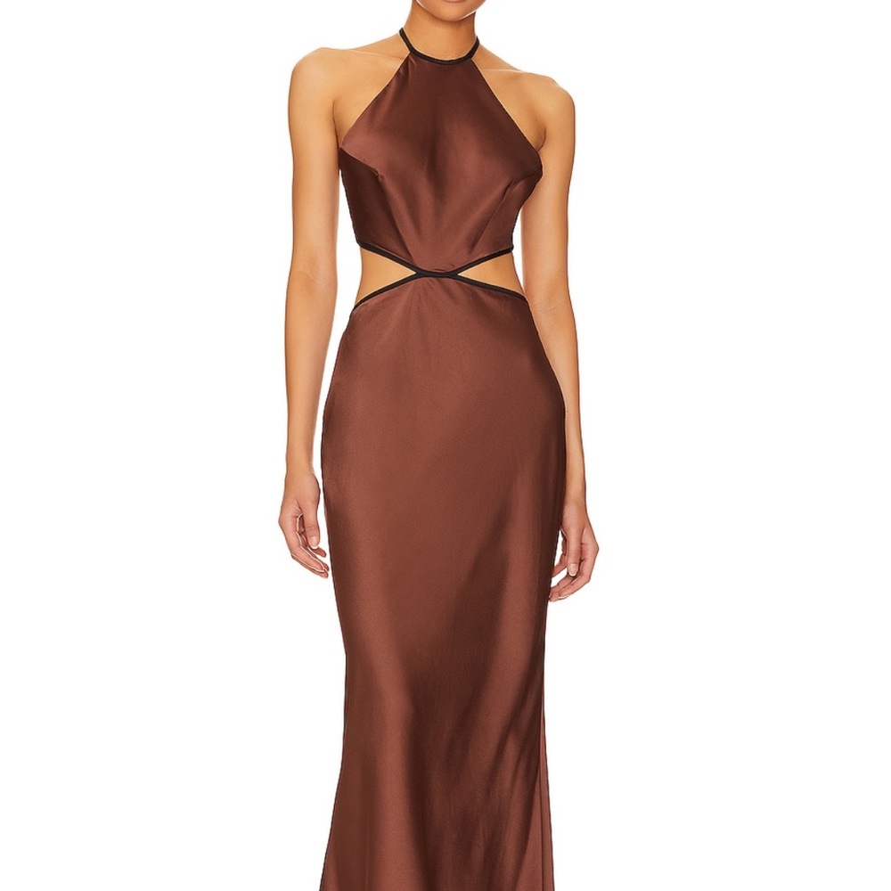 Elegant Brown Halter Dress